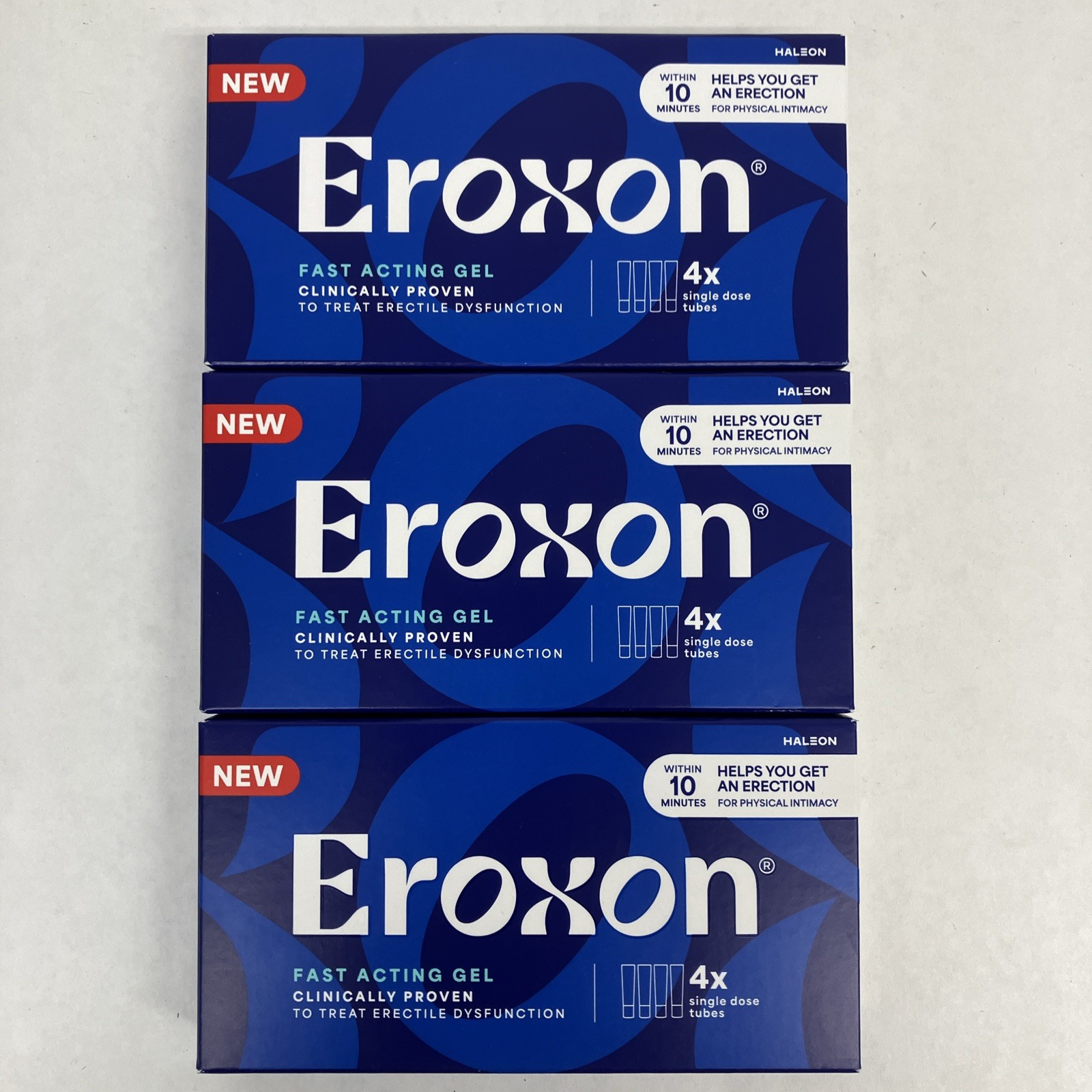 Eroxon Fast Acting Gel 3 Boxes (12 Single Dose Tubes) Exp 10/26