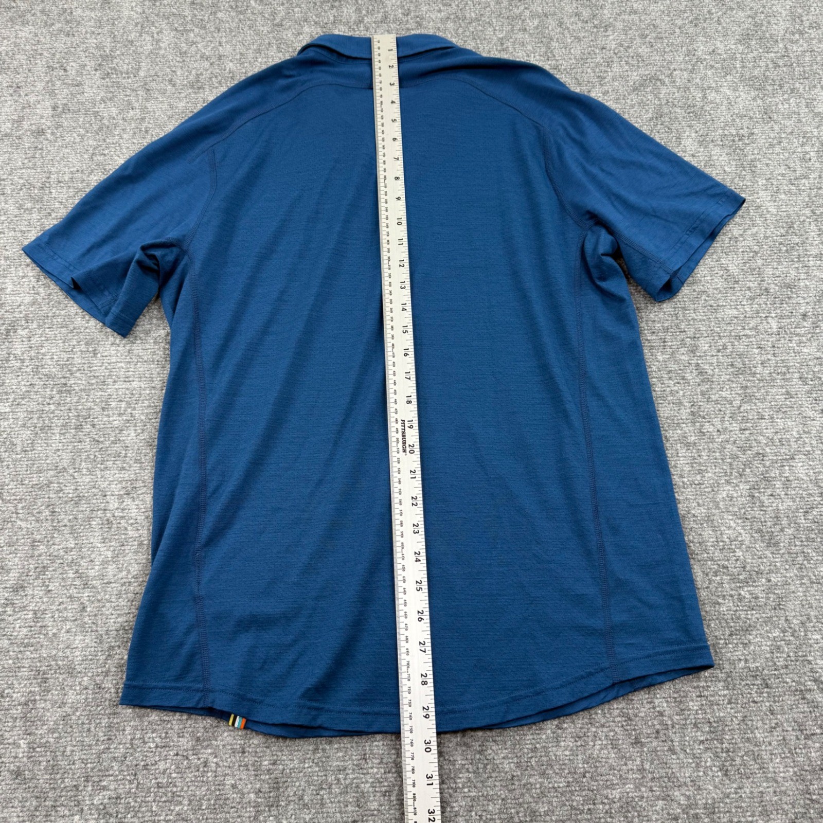 Smartwool Merino Sport 150 Short Sleeve Button Down Shirt Size Medium Blue Men's