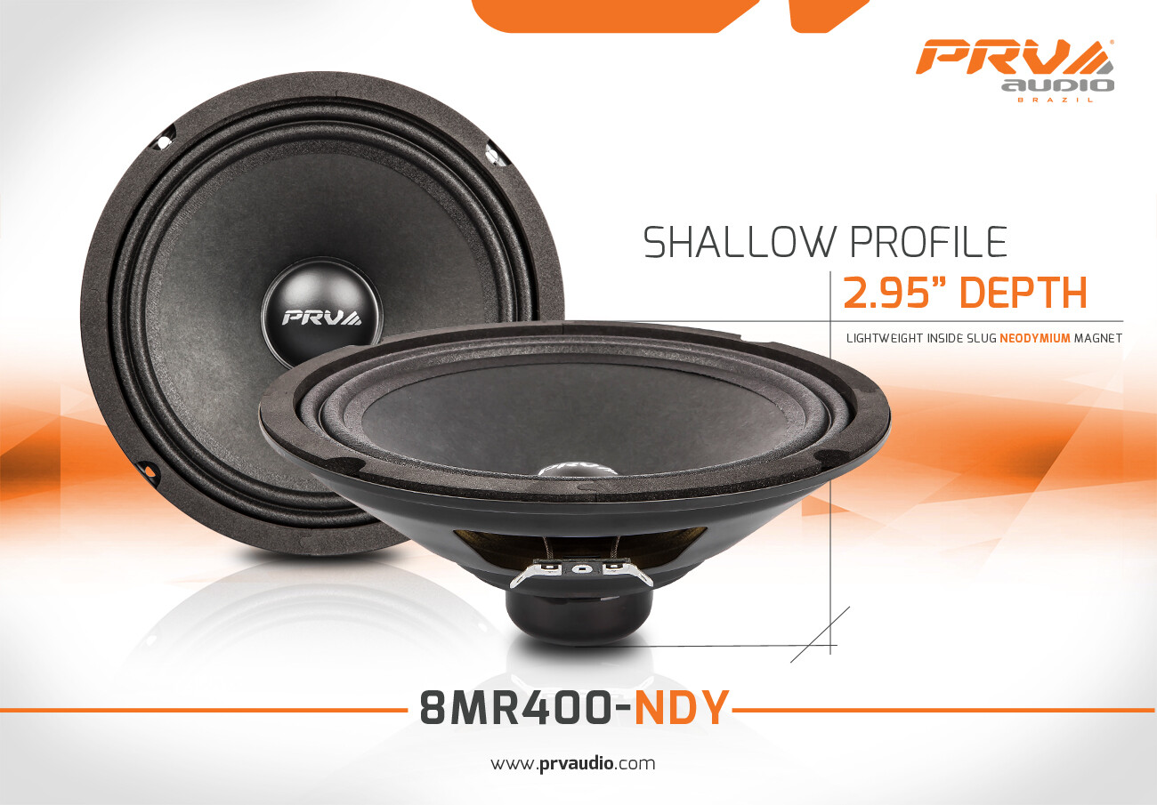 4x PRV Audio 8MR400-NDY Neodymium 8" Midrange Loudspeakers 400W 8 Ohms 8MR Neo