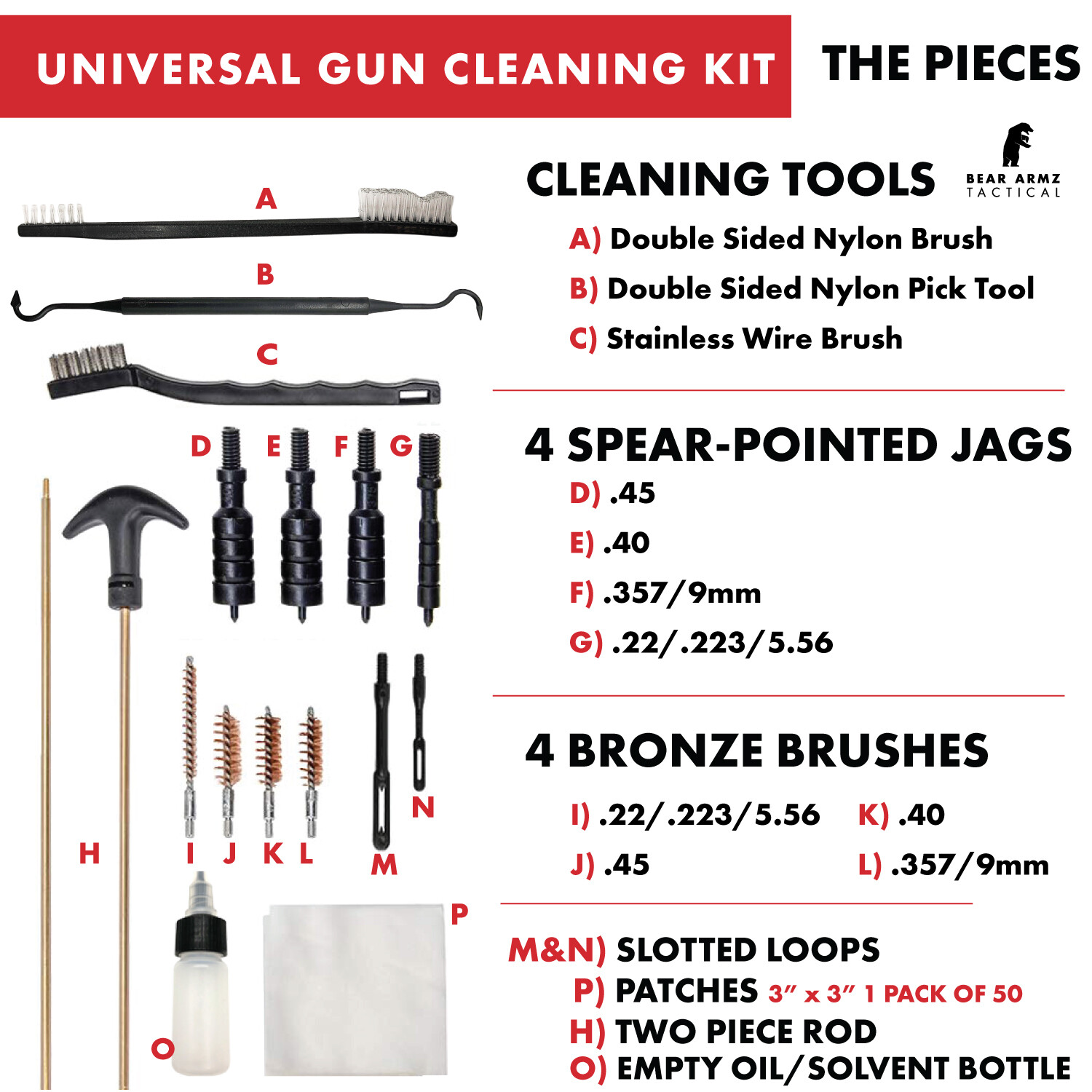 Handgun Cleaning Kit for Pistols Revolvers .22 38 9mm 357 40 45 | 1200+ Sold