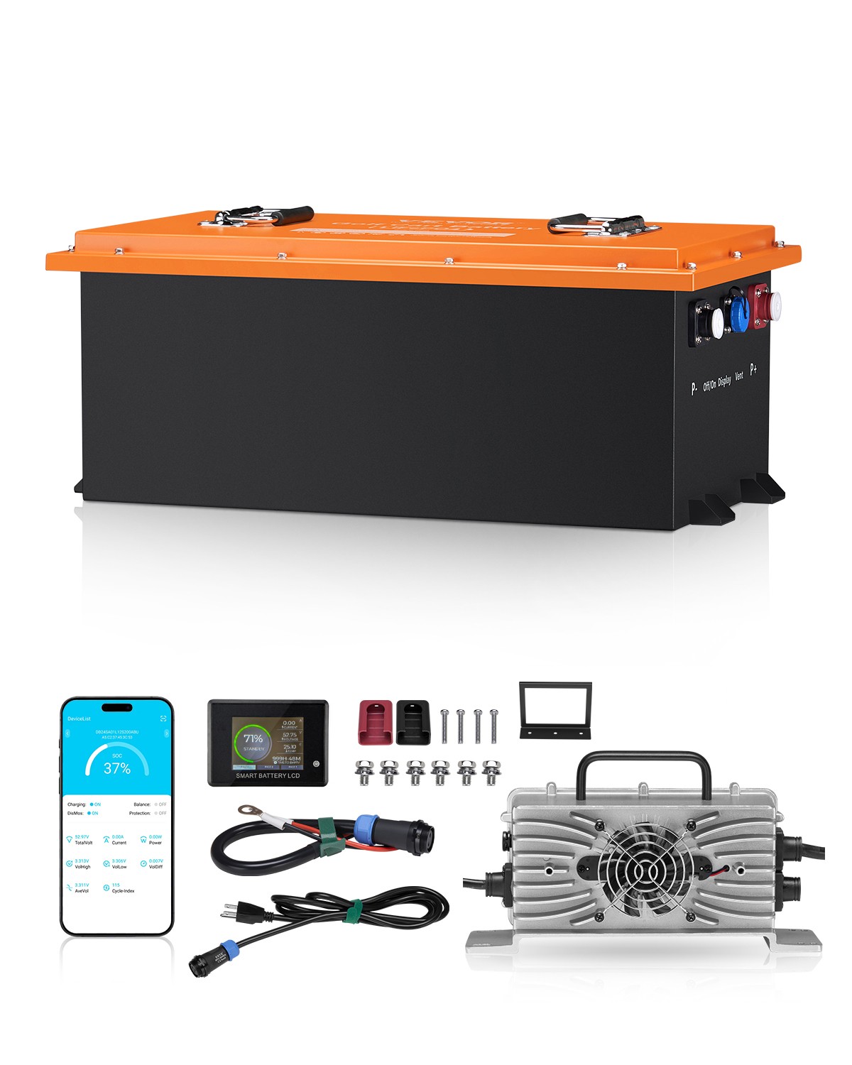 VEVOR 48V 105Ah Golf Cart Lithium Battery with 20A Charger and Touch Monitor