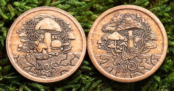 Fungible Token Decision Maker Coin in Solid Copper - Mushroom Coin