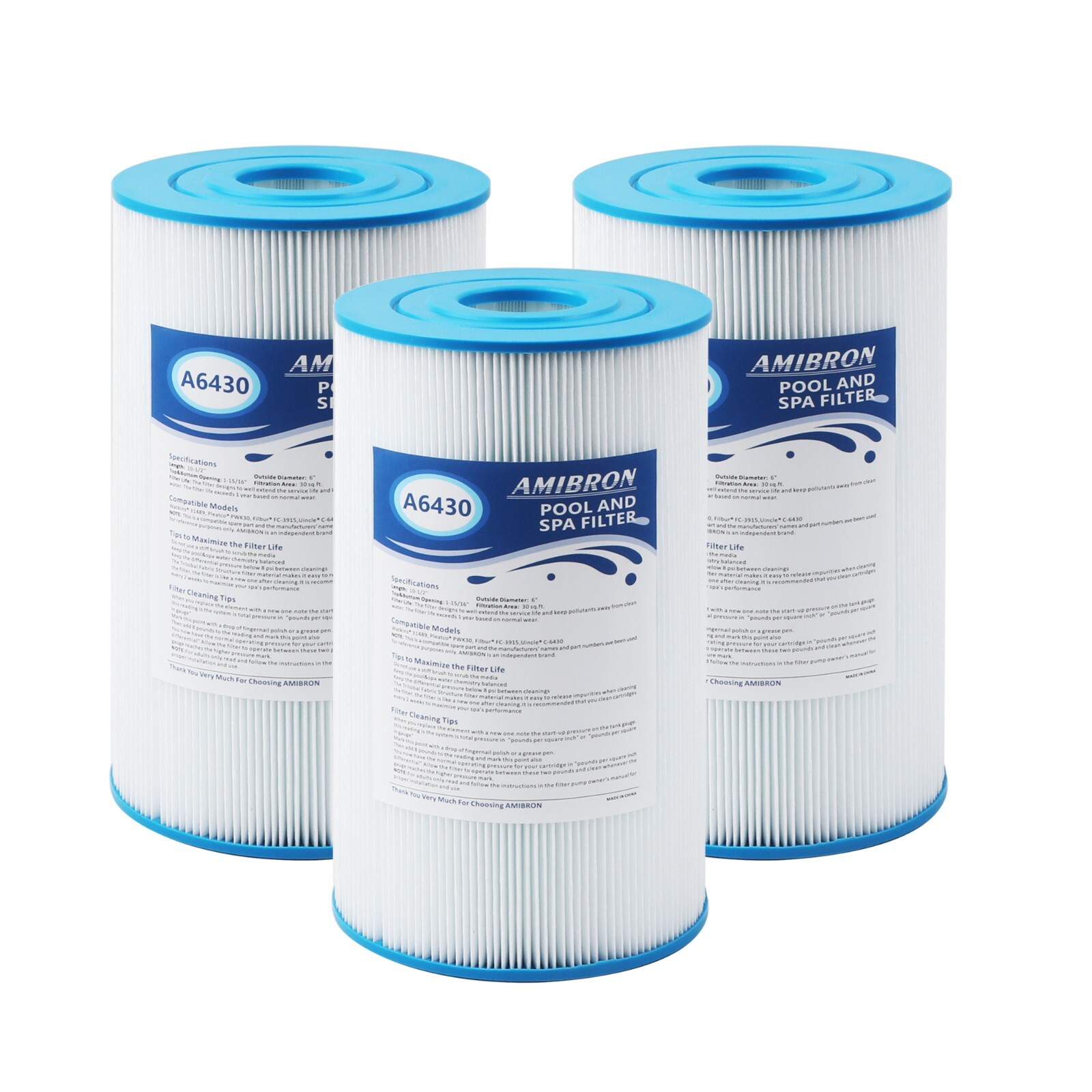 AmiBron PWK30 Hot Springs Spa Filter Replaces for Watkins 31489,C-6430,3PACK