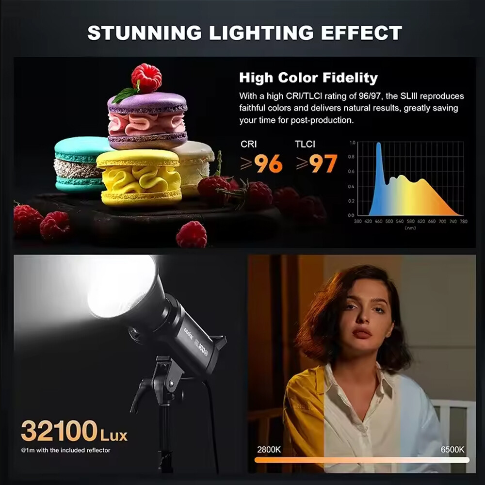 GODOX SL100Bi 100W Bi-Color LED Video Light Bowens Mount LED Continuous Lighting