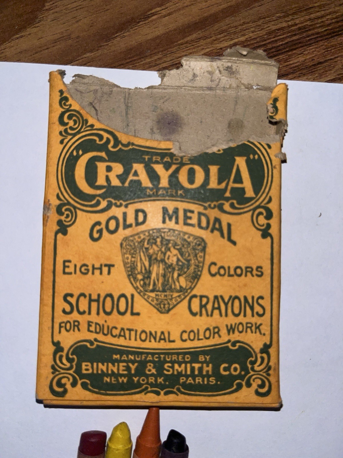 VTG Crayola No. 8 Box & Crayons Lot-(Early 1900s??)Gold Medal-Binney&Smith-RARE!