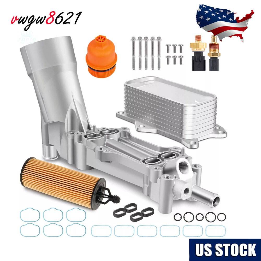 Aluminum Engine Oil Cooler Filter Housing For 2011-2016 Dodge Chrysler Jeep 3.6L