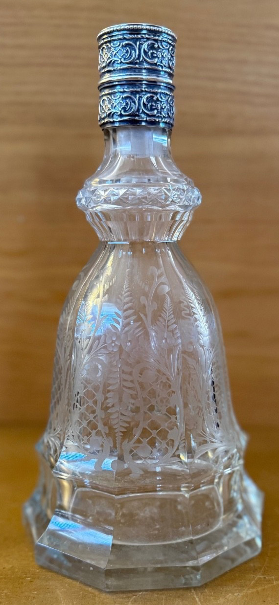 Antique German 925 Sterling Silver Cut Glass Decanter