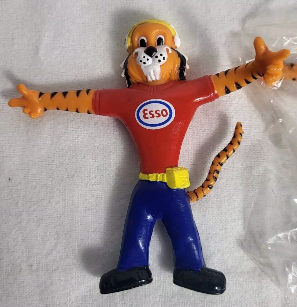Esso Oil & Gas Tiger Figure Bendy Promo Toy 3.5" 1980's - Lot Of 2