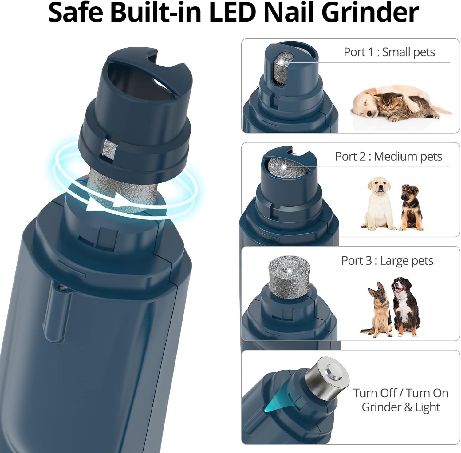2 in 1 Electric Dog Nail Grinder and Clipper Rechargeable Pet Toenail Clippers