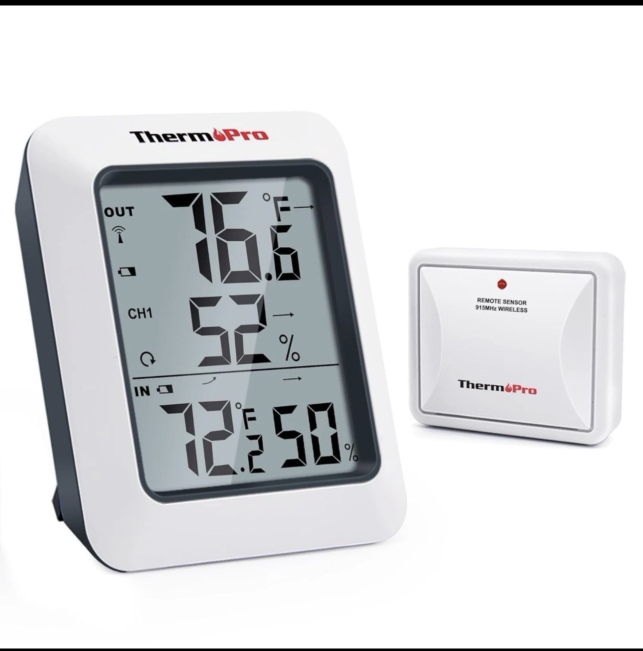 Thermopro TP60 Digital Hygrometer Indoor Outdoor Thermometer Wireless 500F Range