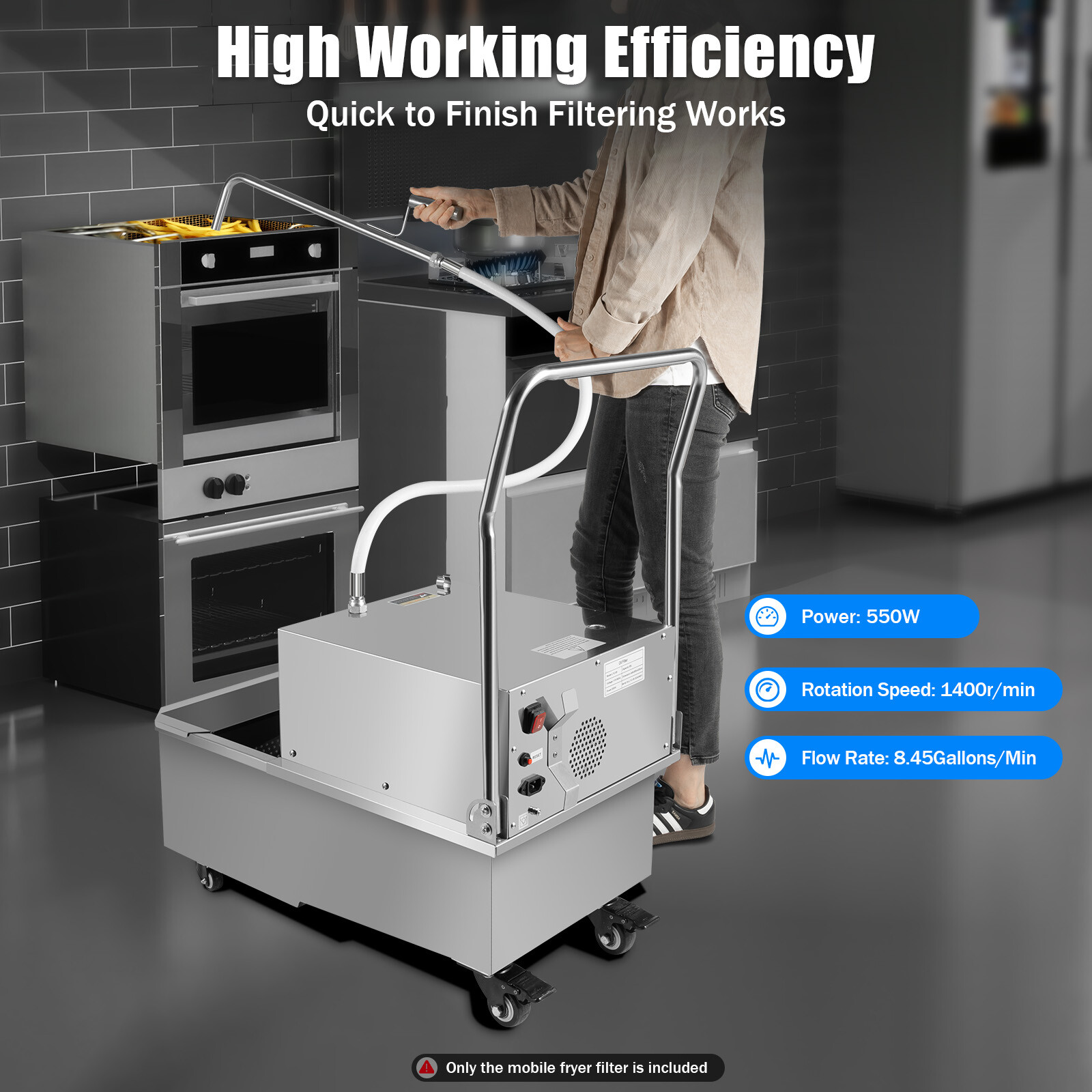 Commercial Fryer Oil Filter Cart Machine Kitchen Oil Filter System USA