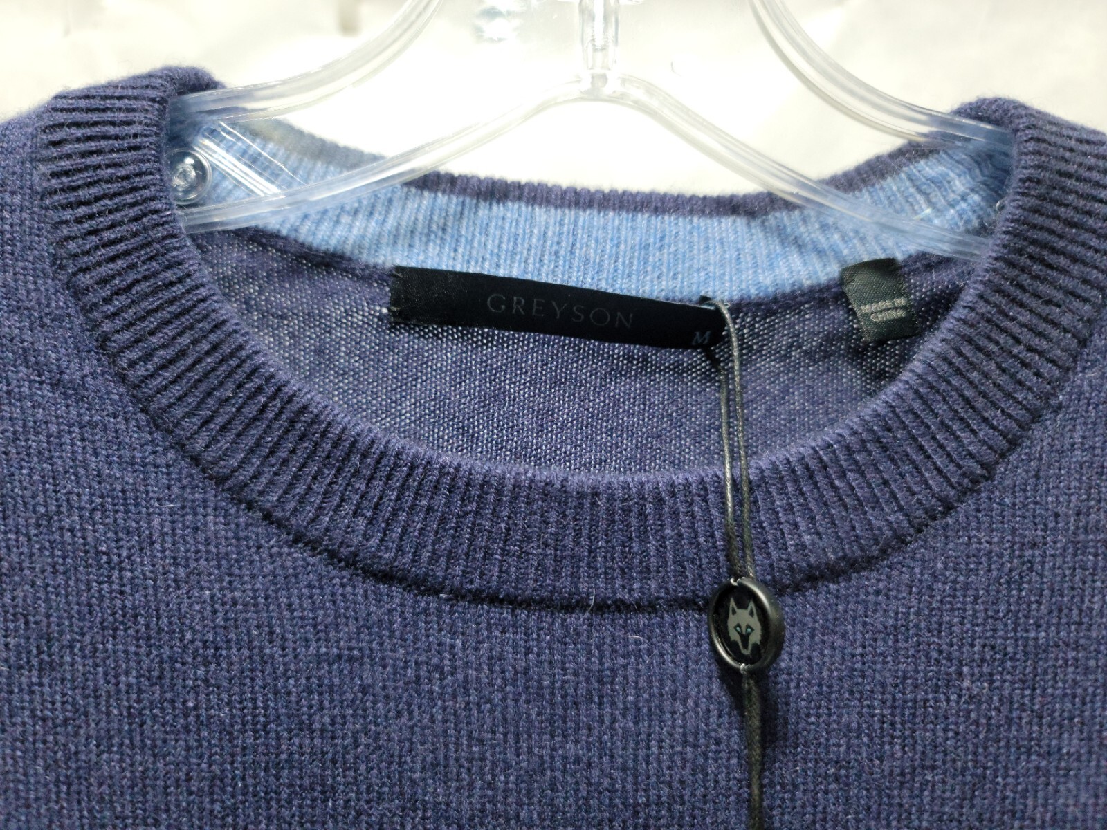 Greyson 100% Cashmere Tomahawk Sweater Raven BLUE GOLF ACTIVE CASUAL TRAVEL