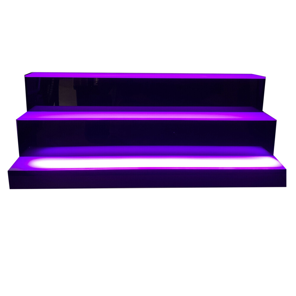 3 Tier LED Lighted Liquor Bottle Display Shelf Back 31" Bar Bottle Display Stand