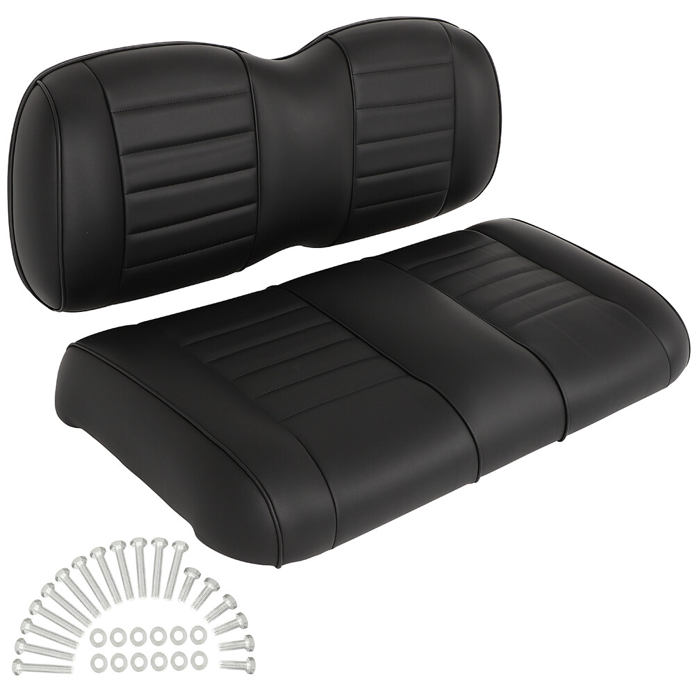 Fits E-Z-GO TXT LUXURIOUS Black Golf Cart Front Cushion Set