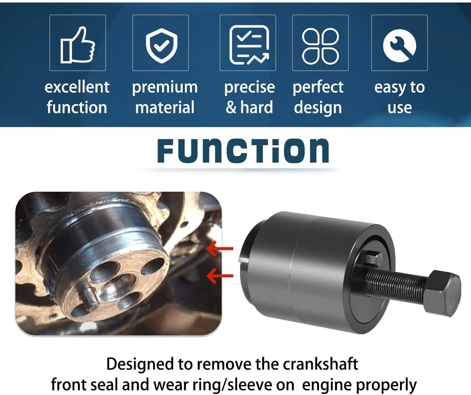 For Ford 4.5L 6.0L ST-130 303-762 Crankshaft Front Seal & Wear Ring Remover Tool