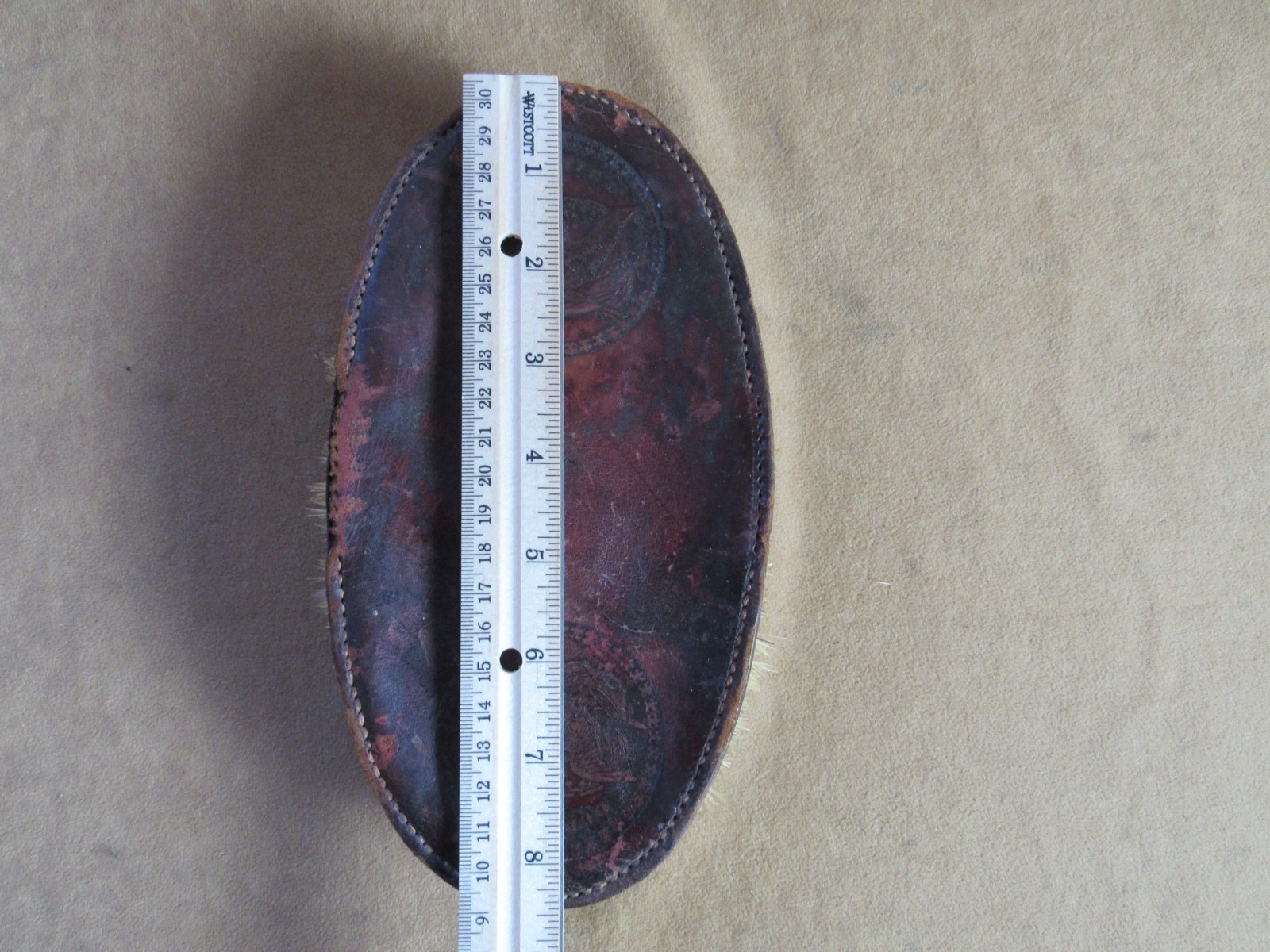 Civil War Patriotic Eagle Our Bird Leather US Cavalry Horse Grooming Brush 1860s