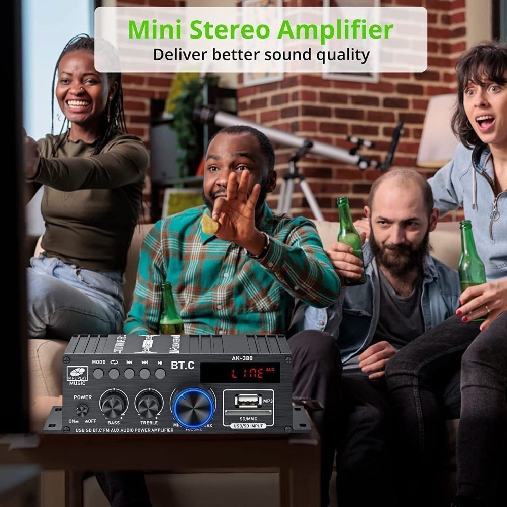 12V 800W Bluetooth HiFi Power Amplifier Mini Audio Digital Stereo FM AMP Remote