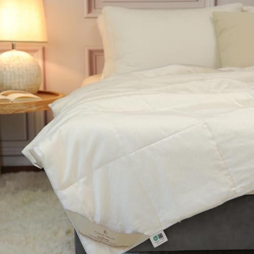 Wool Comforter Duvet KING, 102 IN x 88 IN White- 120gsm Filling for Summer