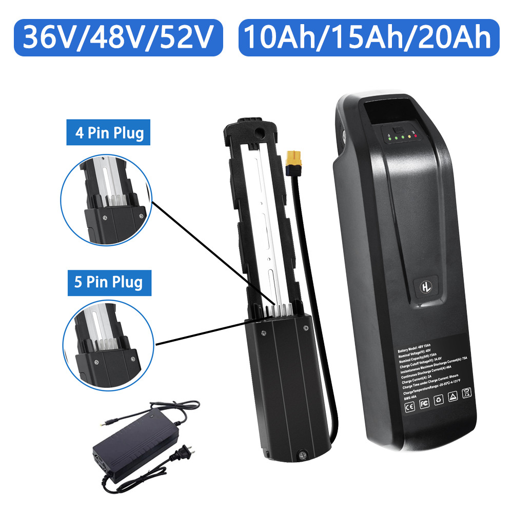 52V 48V 36V Ebike Battery 10Ah/15Ah/20Ah For 0-2000W Electric Bicycle 4Pin/5Pin