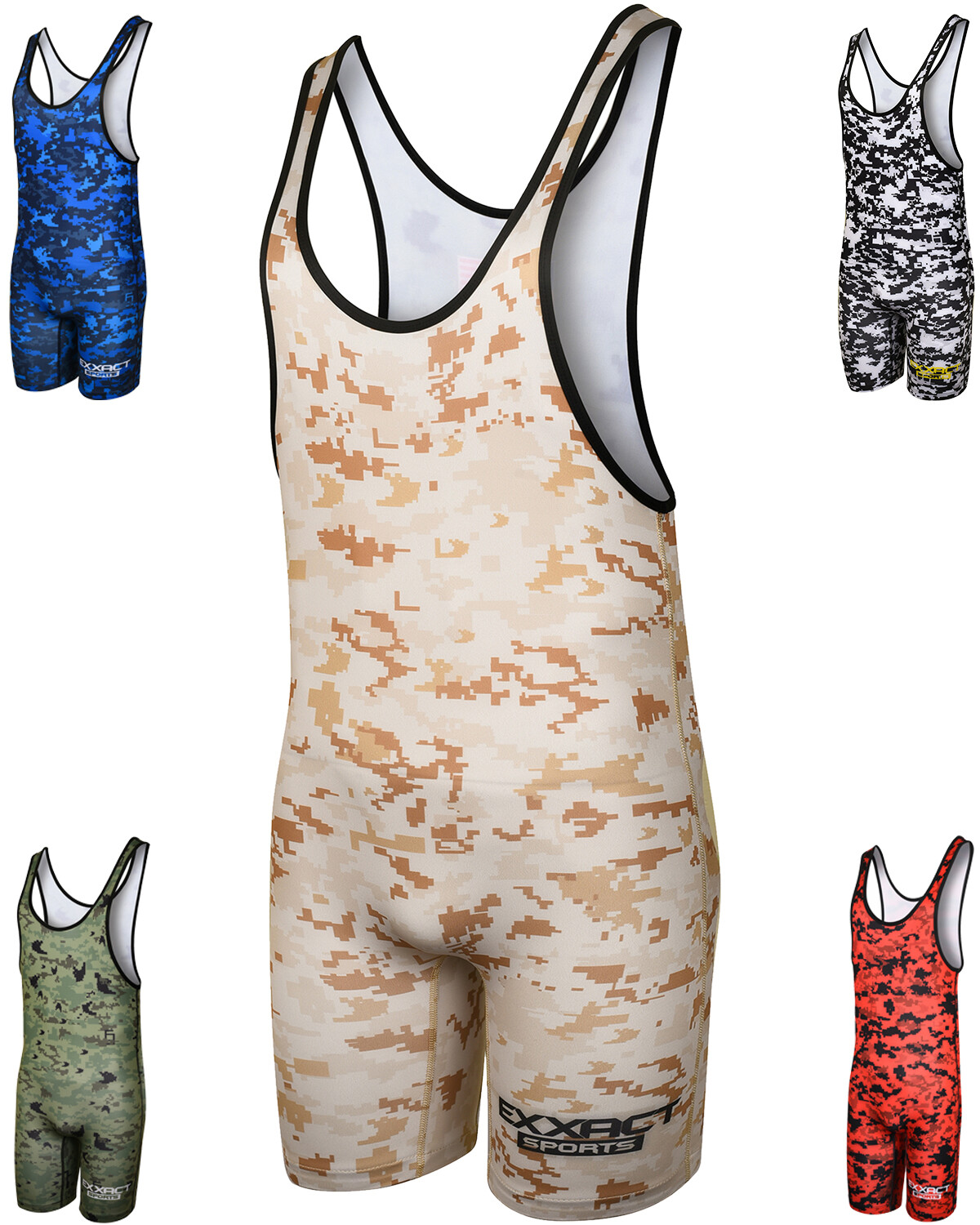 Exxact Sports Camoflage Wrestling Singlet for MMA, Powerlifting Singlet Youth