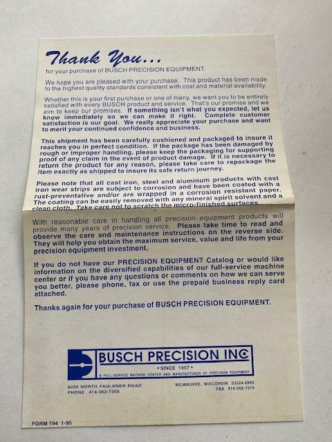 NOS Busch Precision USA 4.5" X4" X 5" UNIVERSAL RIGHT ANGLE PLATE #PE2705G $755