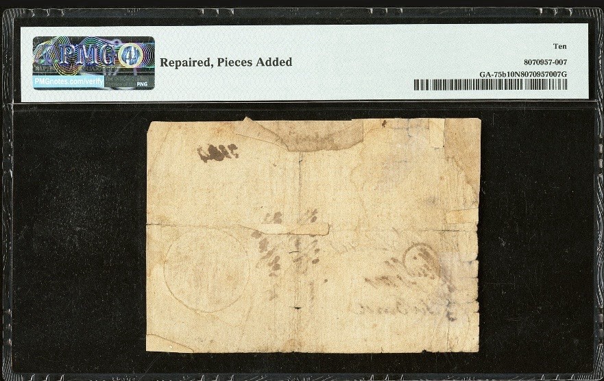 1776 GEORGIA American Revolution $4 Rare Colonial Currency Bank Note GA-75b, PMG