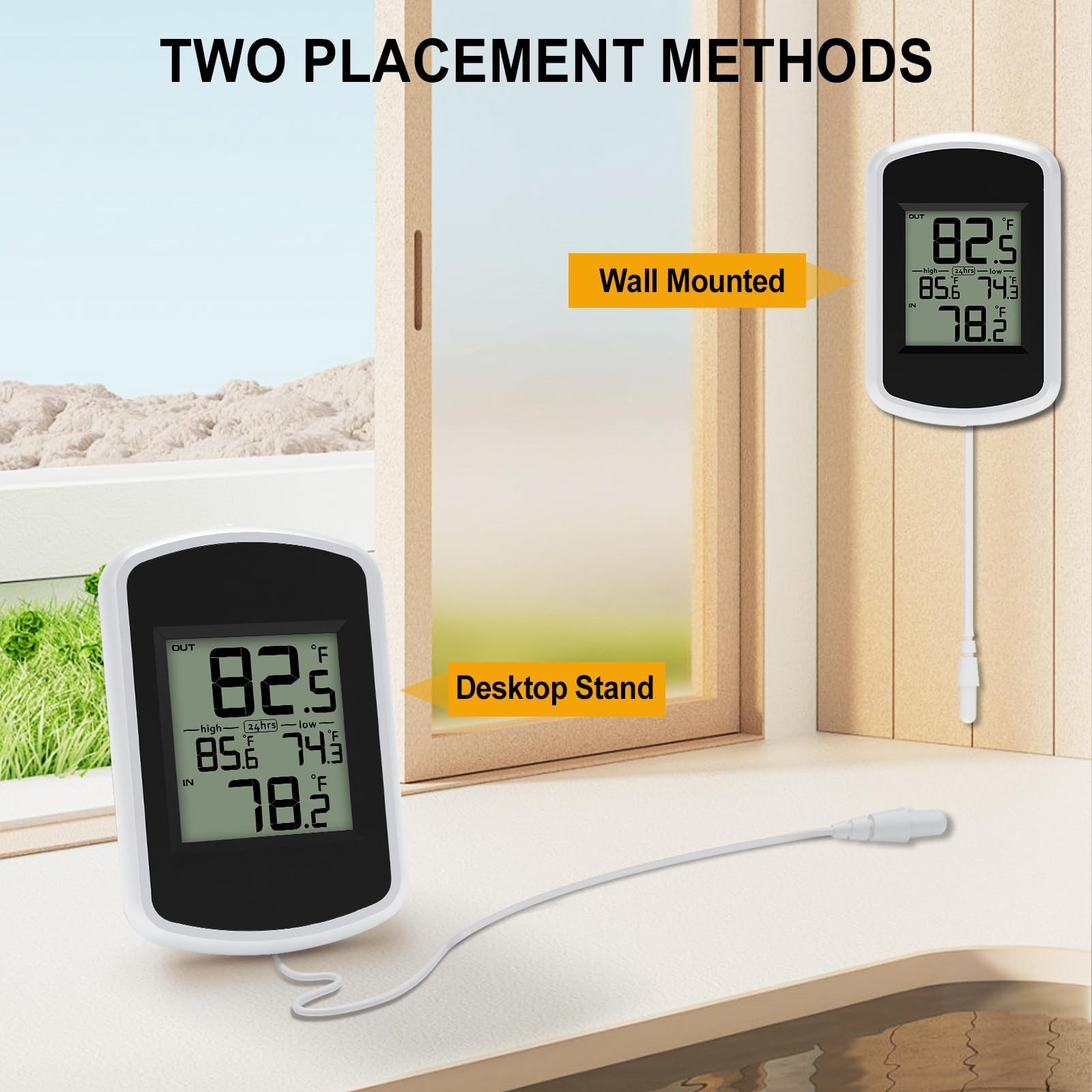 Wired Digital Indoor Outdoor Thermometer Room Thermometer Indoor with Min/Max...