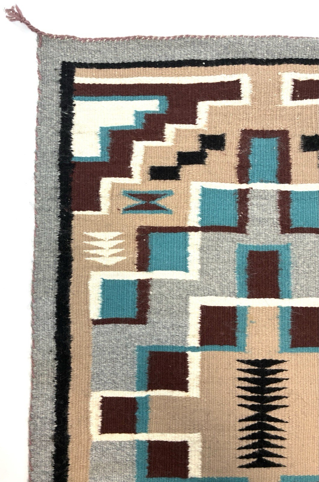 ‼️ANTIQUE NAVAJO Weaving Rug AUTHENTIC NATIVE AMERICAN w/ Hanger EXCELLENT 38x23