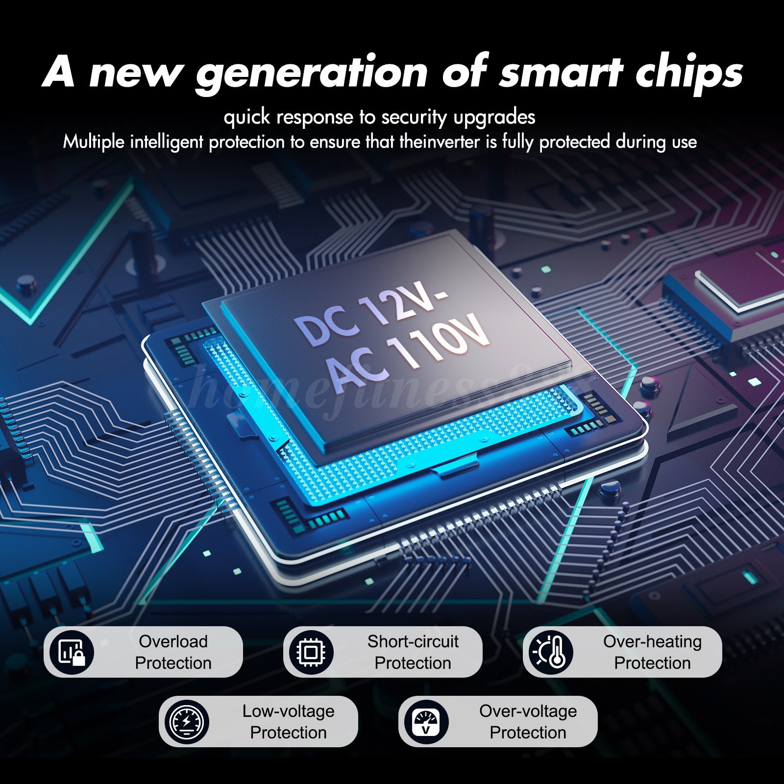 Pure Sine Wave Solar Converter 5000W Car Power Inverter DC 12V To AC 110V 4 USB