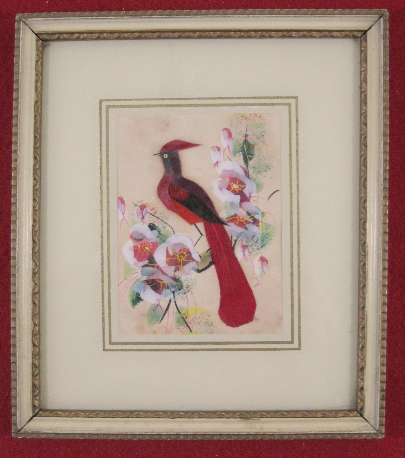 Lot of 5 Feather Art Bird Small Pictures Glen Bastion 1890-1966 Indiana Artist