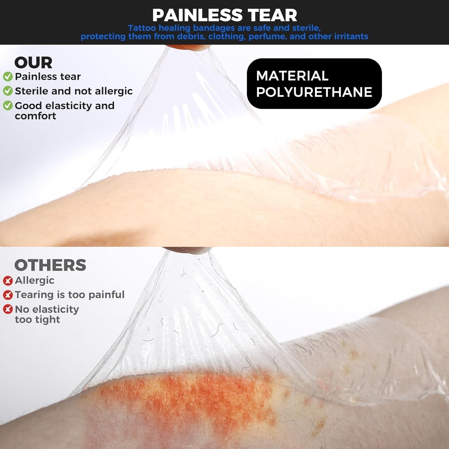 Waterproof Tattoo Aftercare Bandage Second Skin Bandage 6 x 1.1 Yard 4 Rolls