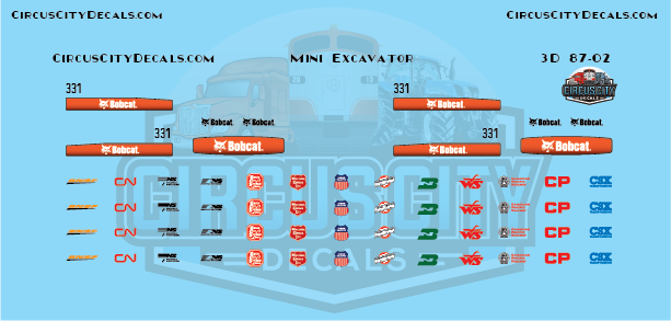 Mini Excavator Bobcat 331 HO Scale Model Kit (QTY 2)