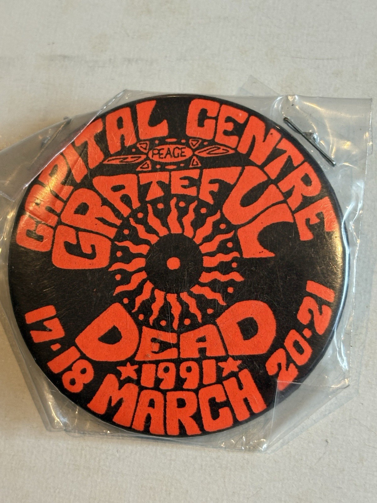 RARE 1991 VINTAGE”GRATEFUL DEAD”CAPITOL CENTRE/CONCERT/BUTTON / PINBACK👀LQQK👀