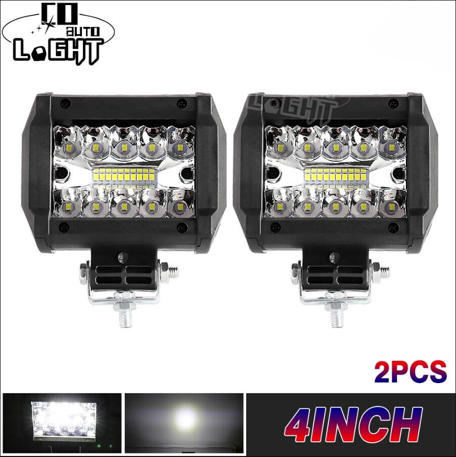 Pair 4" 30000LM LED Work Light Bar Spot Pods Fog Lamp Offroad Driving Truck ATV