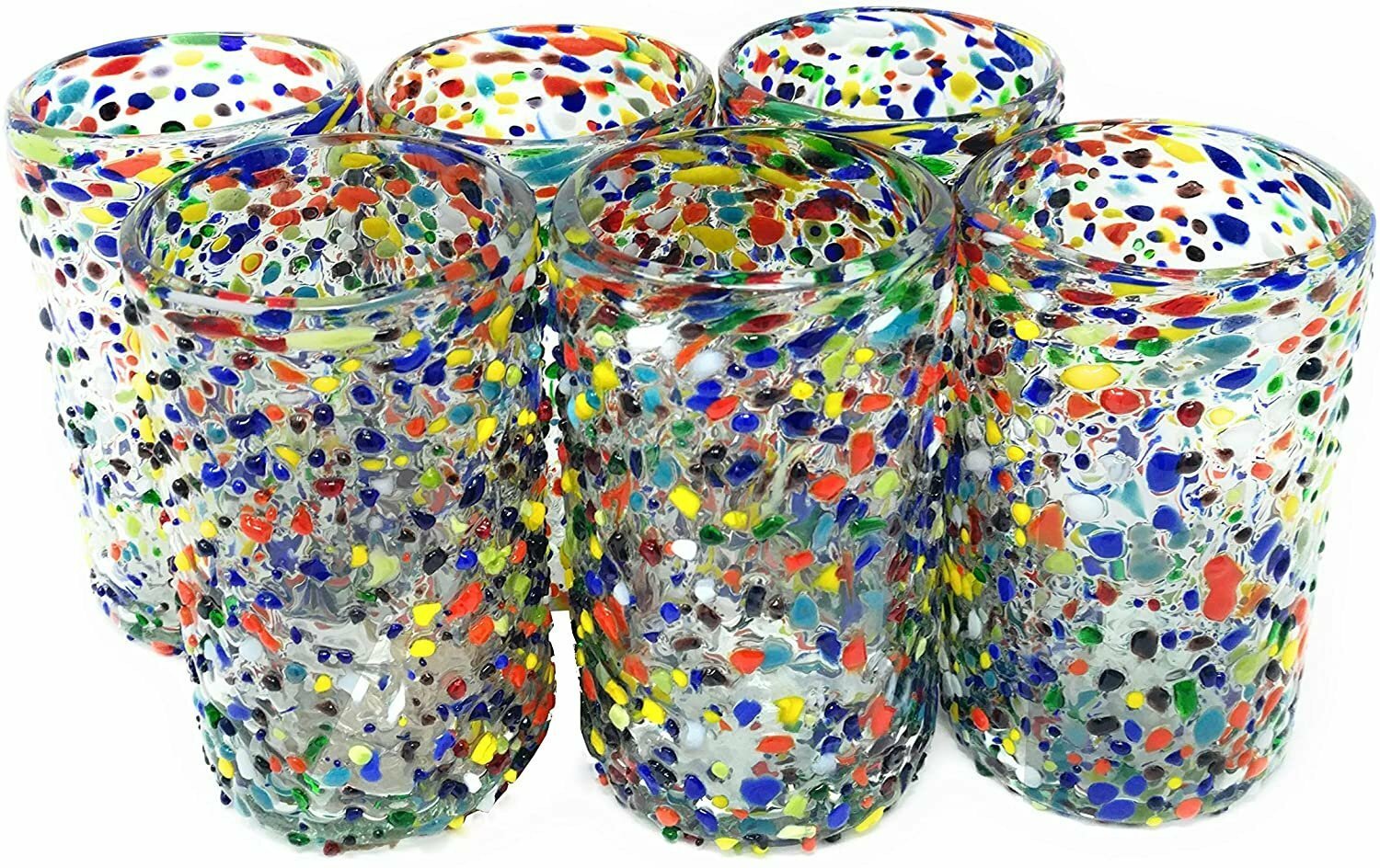 Confetti Rock Design Drinking Glasses - Set of 6 (14 oz each)