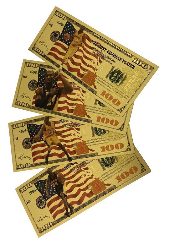 Kobe Bryant 14K Gold USA $100 Bill Set of 4 MVP Lakers 2016 Nice Set FREE SHIP!