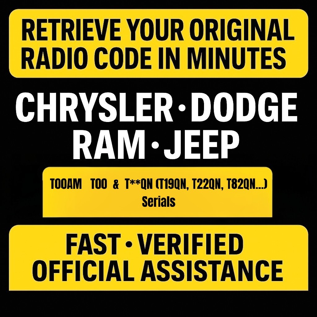 CHRYSLER ✅ JEEP ✅ RAM ✅ DODGE ✅ RADIO UNLOCK CODE ✅ T00AM ✅ T00 ✅ T**QN✅ SERIALS