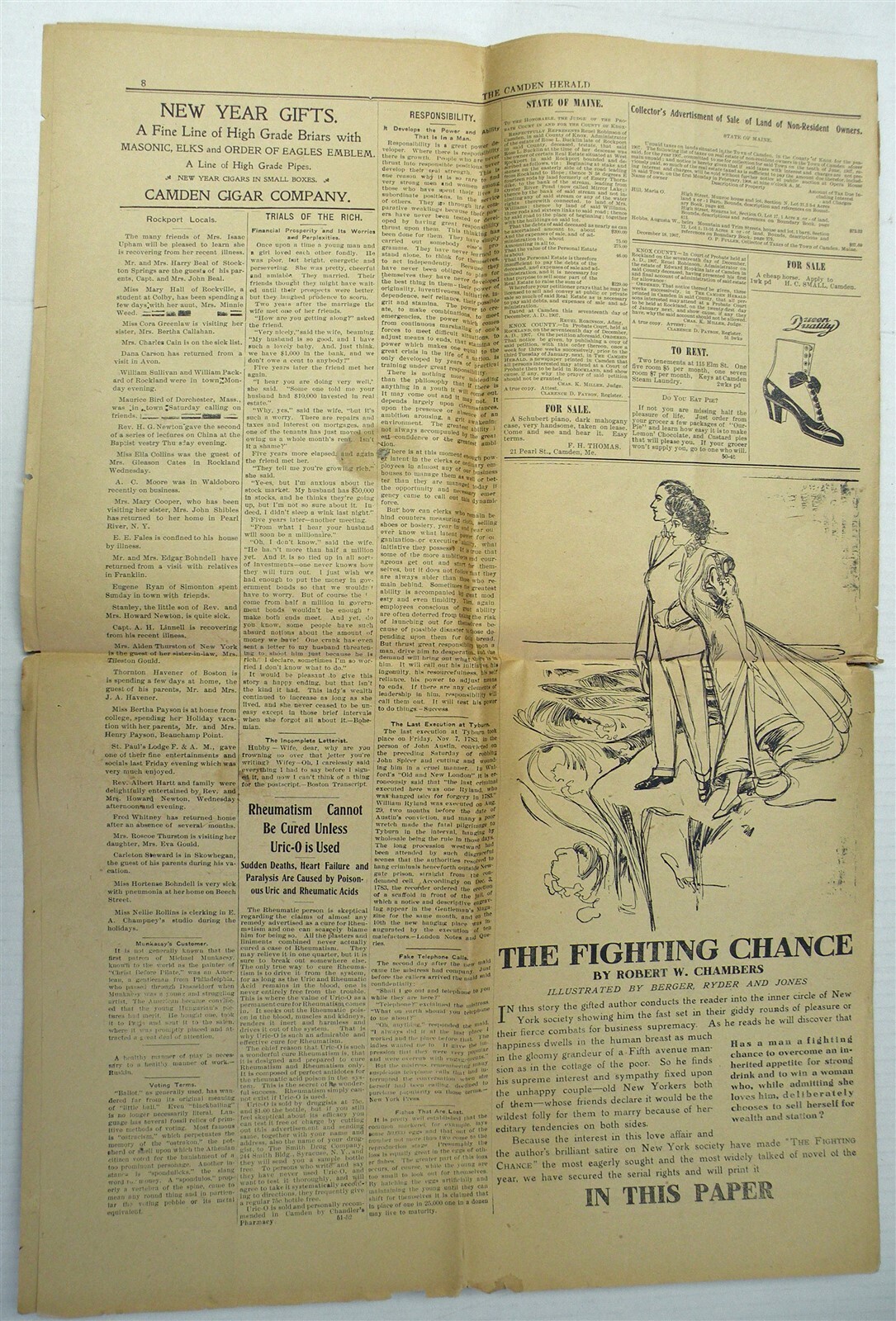 Camden Maine The Camden Herald Newspaper Friday, December 27, 1907 Free Ship