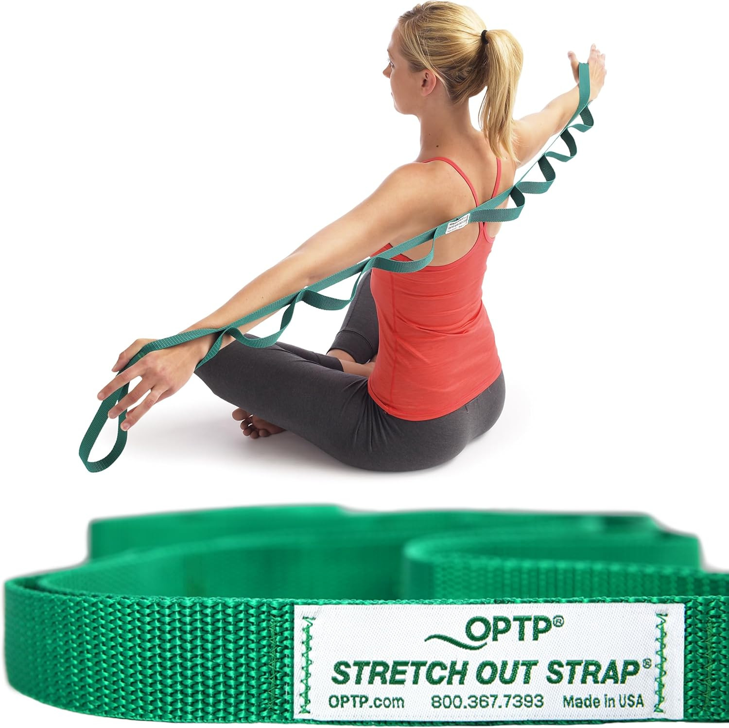 the Original Stretch Out Strap with Exercise Book, for Flexibility and Mobility