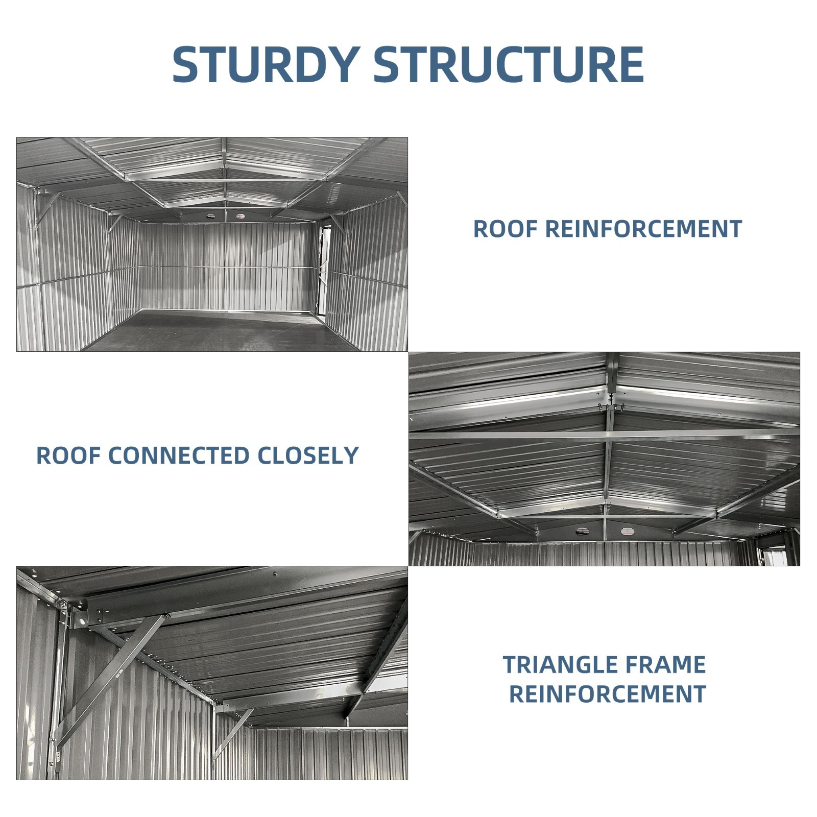 13x20ft Heavy Duty Galvanized Steel Garage Shed, Protective Film, Car Storage