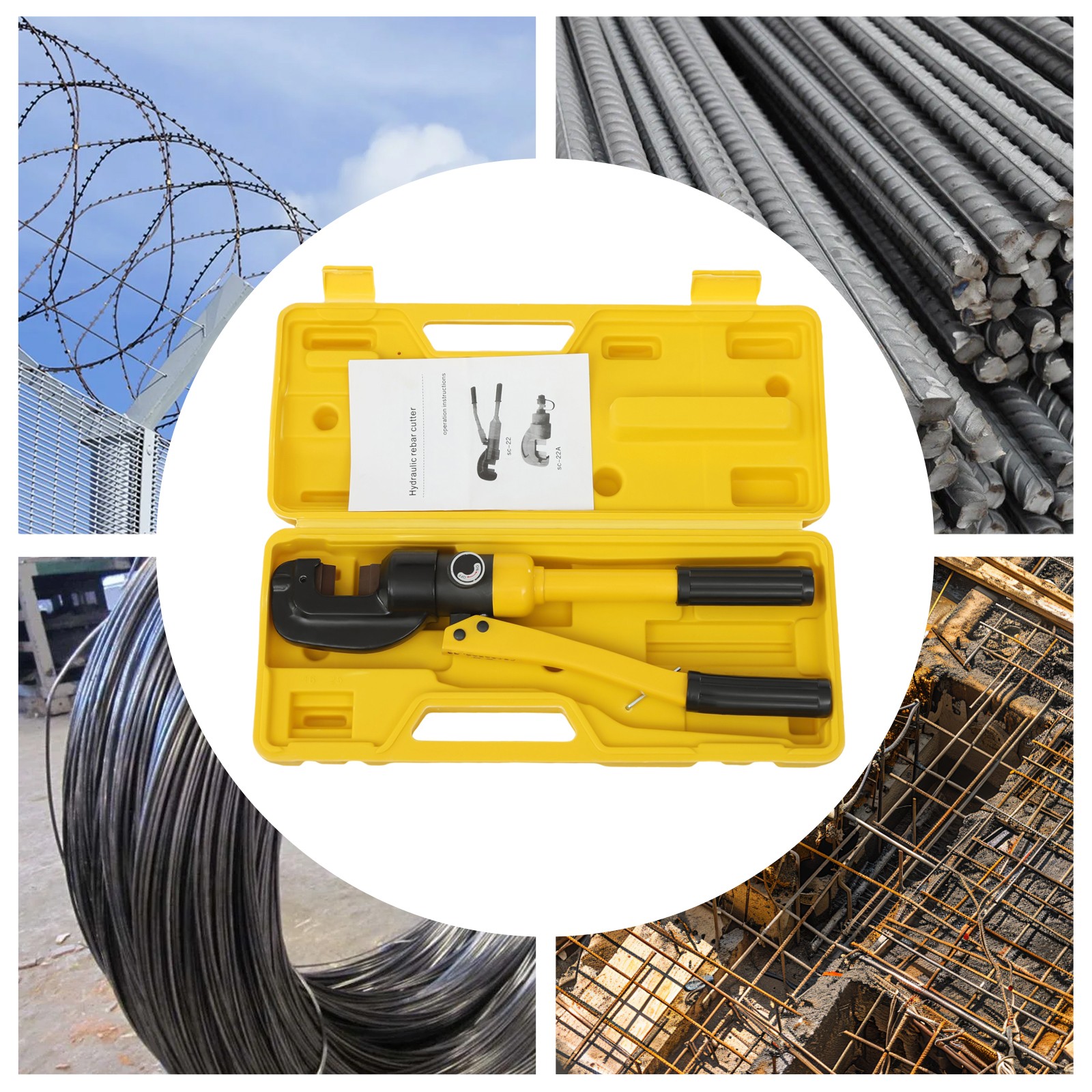 8T Rebar Cutter Portable Electric Hydraulic 4mm-16mm Cutter W/ 1 Allen Wrench