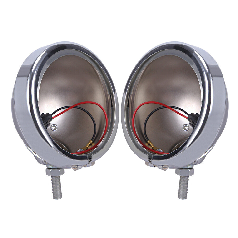 2x Motorcycle 4.5" Inch Fog Light Passing Spot Lights Chrome Housing For Harley