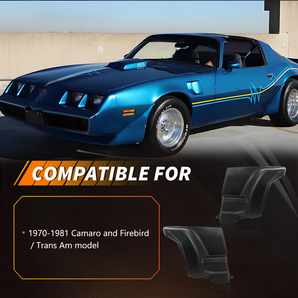 For 72-81 Camaro Firebird L&R Lower Plastic Rear Armrest Seat Side Panels BLACK