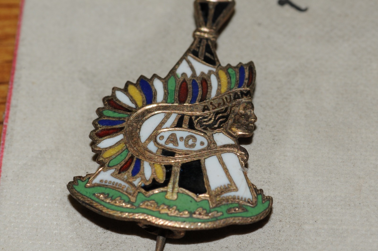 A.C. ASJUAM Indian Fraternal Organization Pin Gold Filled 1900 Historical *****