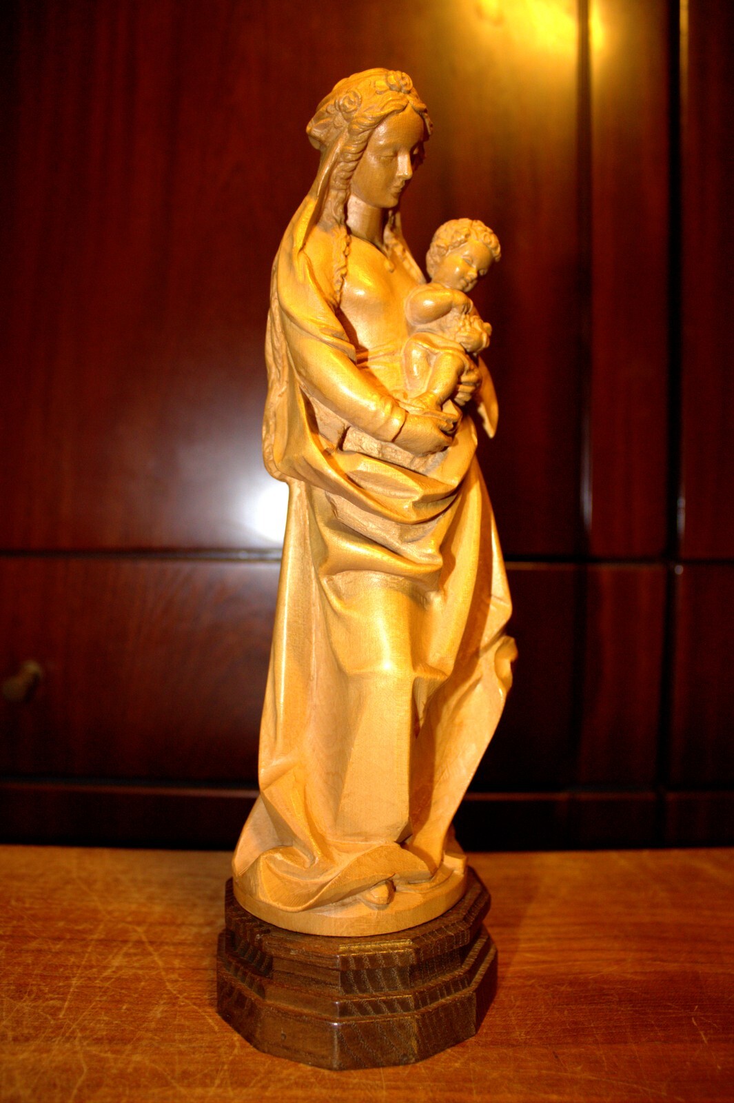 VTG ANRI 11" HAND CARVED WOOD OUR LADY VIRGIN MARY JESUS STATUE SCULPTURE FIGURE