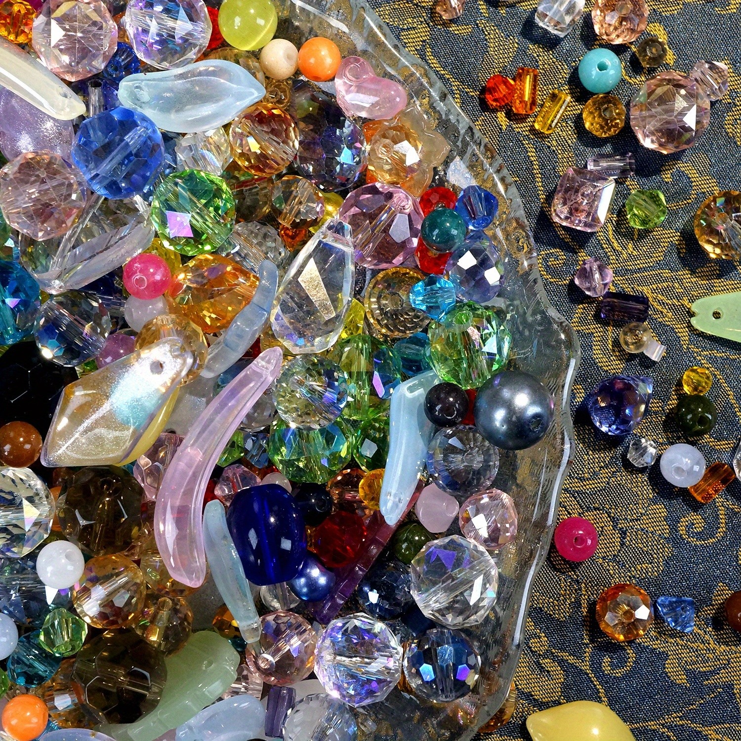 100g Pcs mixed Glass Shape Assorted Loose Spacer Beads Bulk Craft DIY Jewelry