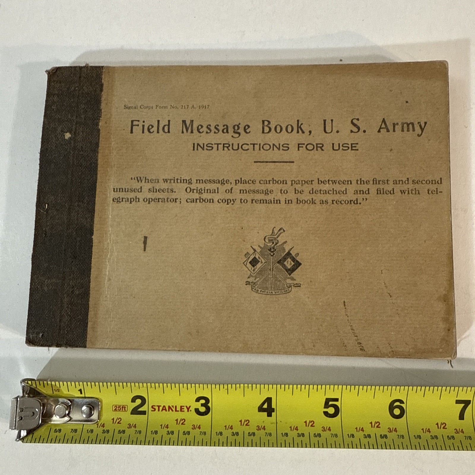 1917 WWI US Army Field Message Book Semaphore Code Mostly Unused Carbon Copy