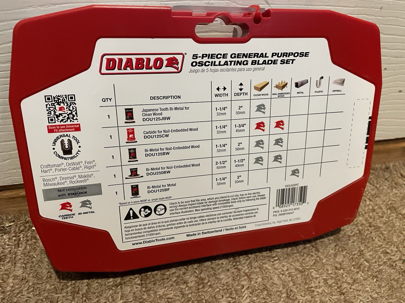 New Diablo Universal Fit Wood and Metal Oscillating Blade Set (5-Piece) DOU5SPC