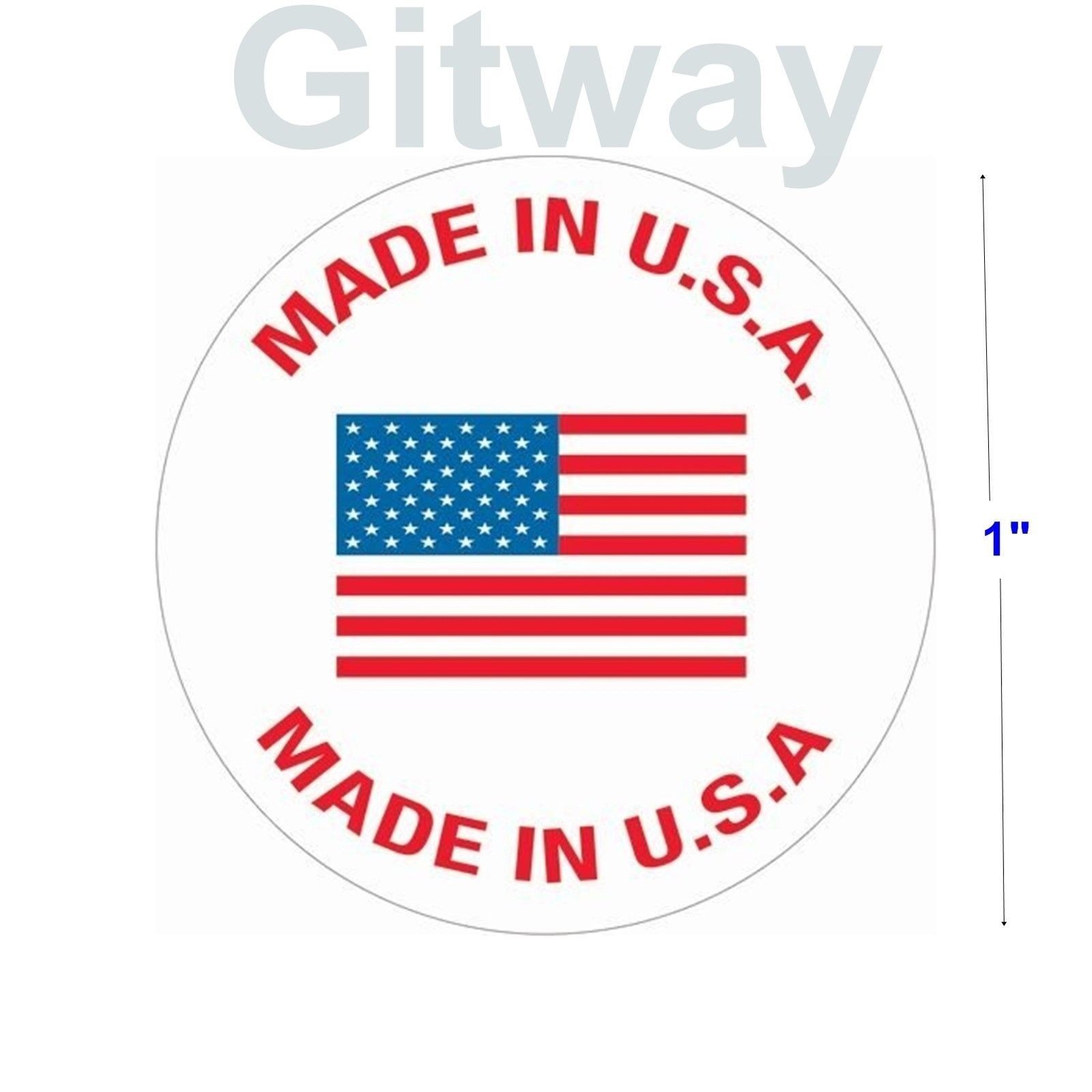 500 Roll of Made in U.S.A. 1" Diameter labels stickers with USA Flag in Center