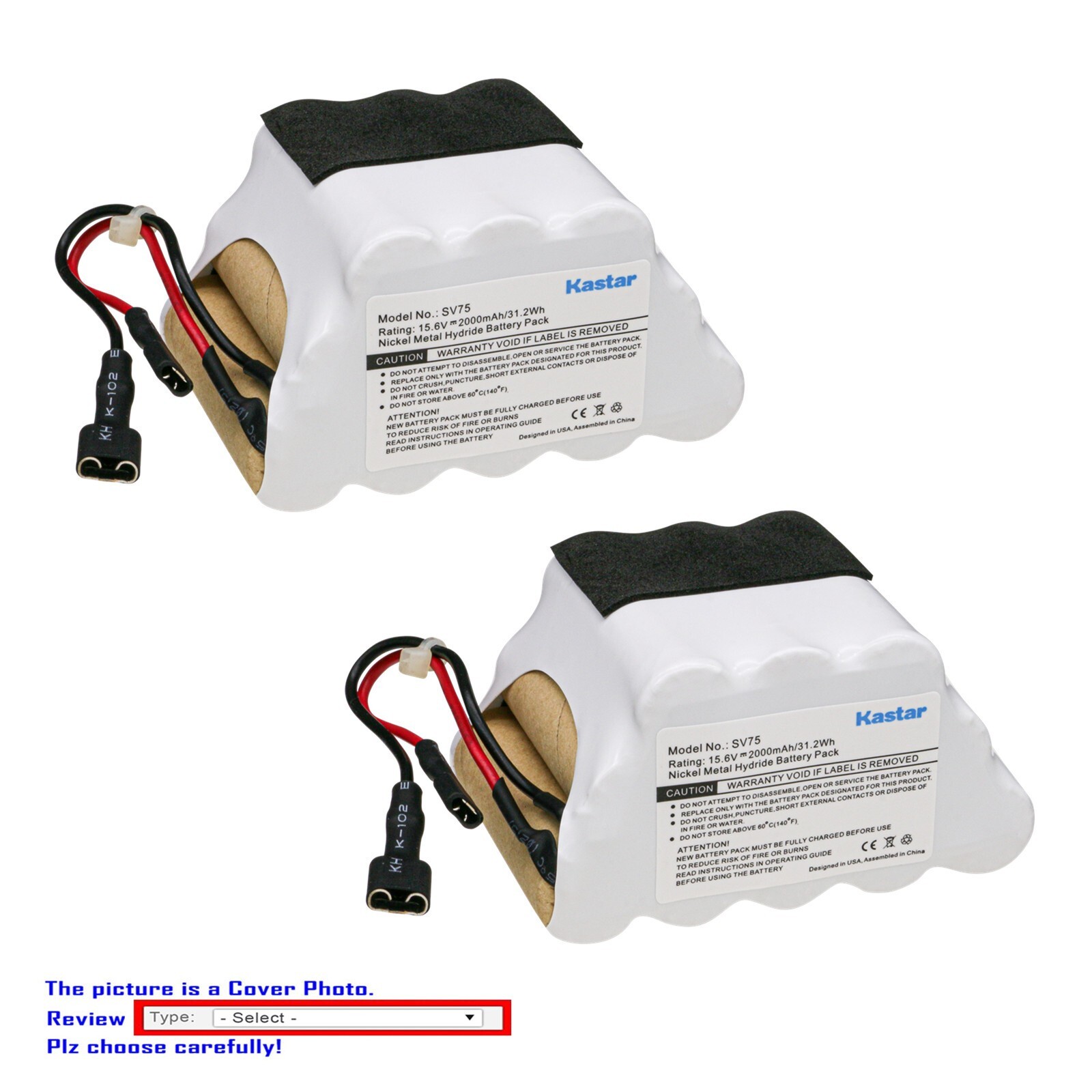 Kastar 15.6V 2000mAh Battery Replace for Shark SV75Z_N, SV75SP_N, SV75N SV7514